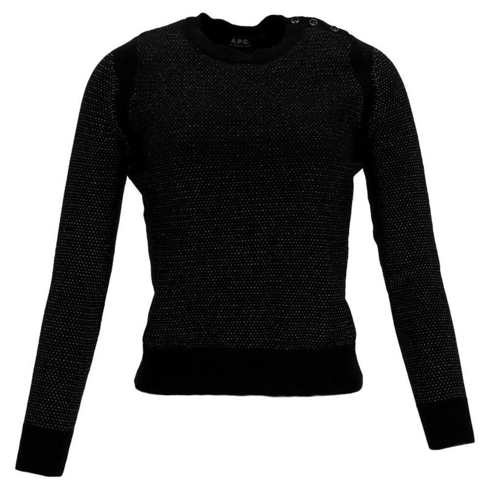 A.P.C. Glittered Button-Embellished Sweater in Black Merino Wool